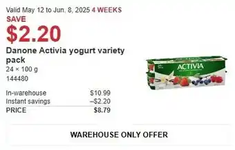 Costco Danone activia yogurt variety pack offer