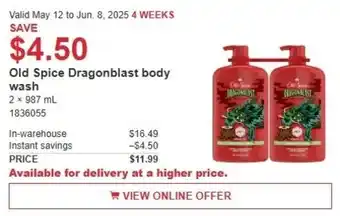 Costco Old Spice Dragonblast body wash offer