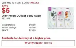 Costco Olay fresh outlast body wash offer