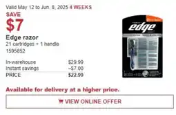 Costco Edge razor offer