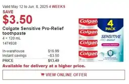 Costco Colgate sensitive pro-relief toothpaste offer