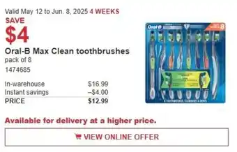 Costco Oral-B Max Clean toothbrushes offer
