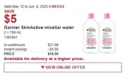 Costco Garnier skinactive micellar water offer