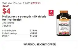 Costco Holista extra strength milk thistle for liver health offer