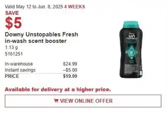 Costco Downy unstopables fresh in-wash scent booster offer