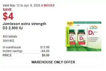 Costco Jamieson extra strength D3 2,500 IU offer