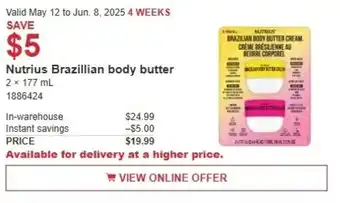 Costco Nutrius brazillian body butter offer
