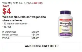 Costco Webber naturals ashwagandha stress reliever offer