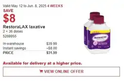 Costco RestoraLAX laxative offer