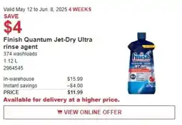 Costco Finish quantum jet-dry ultra rinse agent offer