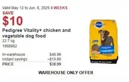 Costco Pedigree vitality+ chicken and vegetable dog food offer