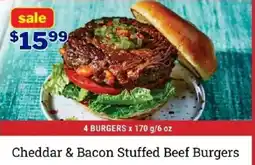 M&M Meat Shops Cheddar & bacon stuffed beef burgers offer