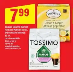 Maxi disques Tassimo Maxwell House ou Nabob 8-16 un., thé ou tisane Twinings 50 un offer