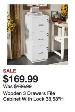 Wayfair Wooden 3 Drawers File Cabinet With Lock 38.58H offer