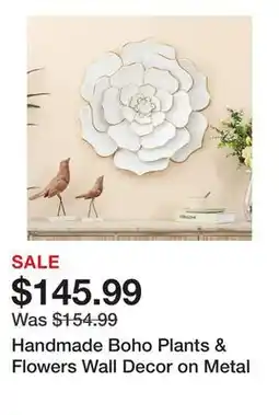 Wayfair Handmade Boho Plants & Flowers Wall Decor on Metal offer