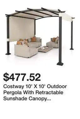 Wayfair Costway 10' X 10' Outdoor Pergola With Retractable Sunshade Canopy Anchored Plates Patio offer