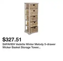 Bed Bath & Beyond SAFAVIEH Vedette Winter Melody 5-drawer Wicker Basket Storage Tower - 17.3 x 13.4 x 46.1 offer