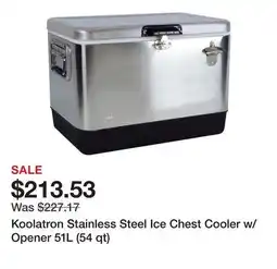 Bed Bath & Beyond Koolatron Stainless Steel Ice Chest Cooler w/ Opener 51L (54 qt) offer