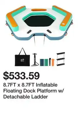 Bed Bath & Beyond 8.7FT x 8.7FT Inflatable Floating Dock Platform w/Detachable Ladder offer