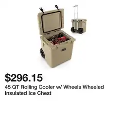 Bed Bath & Beyond 45 QT Rolling Cooler w/ Wheels Wheeled Insulated Ice Chest offer