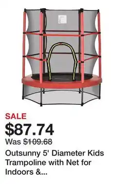 Bed Bath & Beyond Outsunny 5' Diameter Kids Trampoline with Net for Indoors & Outdoors, Ages 3 to 6 offer