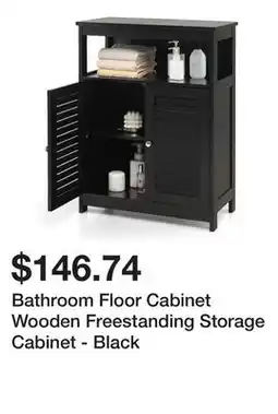 Bed Bath & Beyond Bathroom Floor Cabinet Wooden Freestanding Storage Cabinet - Black offer