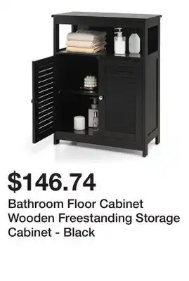 Bed Bath & Beyond Bathroom Floor Cabinet Wooden Freestanding Storage Cabinet - Black offer