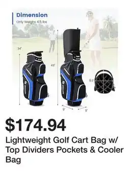 Bed Bath & Beyond Lightweight Golf Cart Bag w/ Top Dividers Pockets & Cooler Bag offer