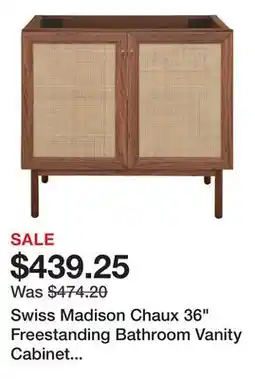 Bed Bath & Beyond Swiss Madison Chaux 36 Freestanding Bathroom Vanity Cabinet without Top in Brown Oak offer