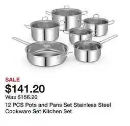 Bed Bath & Beyond 12 PCS Pots and Pans Set Stainless Steel Cookware Set Kitchen Set offer