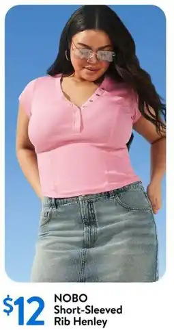 Walmart NOBO Short-Sleeved Rib Henley offer
