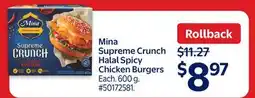 Walmart Mina Supreme Crunch Halal Spicy Chicken Burgers offer