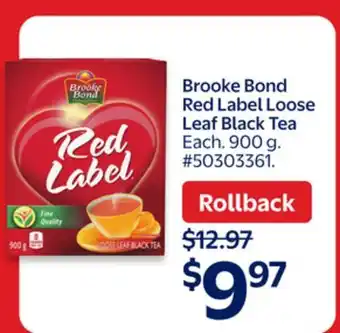 Walmart Brooke Bond Red Label Loose Leaf Black Tea offer