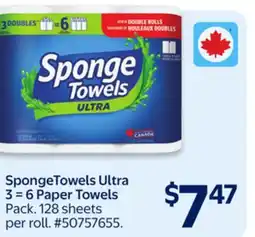 Walmart SpongeTowels Ultra 3=6 Paper Towels offer
