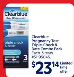 Walmart Clearblue Pregnancy Test Triple-Check & Date Combo Pack offer