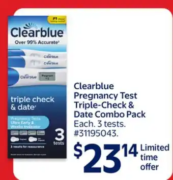 Walmart Clearblue Pregnancy Test Triple-Check & Date Combo Pack offer
