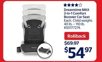 Walmart Dreamtime MAX 2-in-1 Comfort Booster Car Seat offer