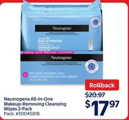 Walmart Neutrogena All In One Make-Up Removing Cleansing Wipes 2-Pack offer
