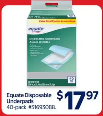 Walmart Equate Disposable Underpads offer