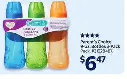 Walmart Parent's Choice 9-oz. Bottles 3-Pack offer