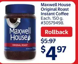 Walmart Maxwell House Original Roast Instant Coffee offer