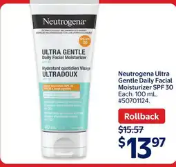 Walmart Neutrogena Ultra Gentle Daily Facial Moisturizer SPF 30 offer