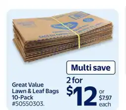 Walmart Great Value Lawn & Leaf Bags 10 Pack offer