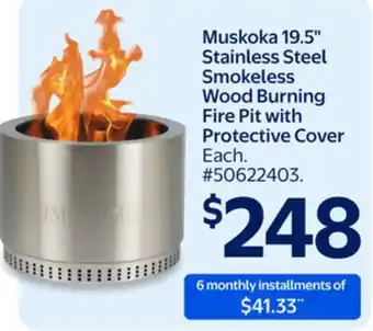 Walmart Muskoka19.5 Stainless Steel Smokeless Wood Burning Fire Pit with Protective Cover offer