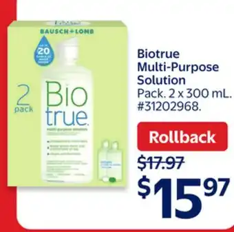 Walmart Biotrue Multi-Purpose Solution offer
