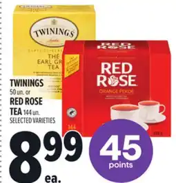 Metro TWININGS 50 UN. OR RED ROSE TEA offer
