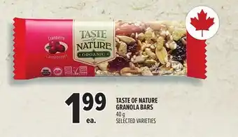 Metro TASTE OF NATURE GRANOLA BARS offer
