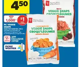 Real Canadian Superstore PC VEGGIE SNAPS, 180 G offer