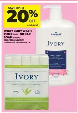 Real Canadian Superstore IVORY BODY WASH PUMP, 1.03 L, OR BAR SOAP, 10X90 G offer
