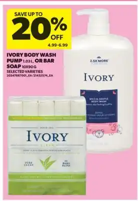 Real Canadian Superstore IVORY BODY WASH PUMP, 1.03 L, OR BAR SOAP, 10X90 G offer
